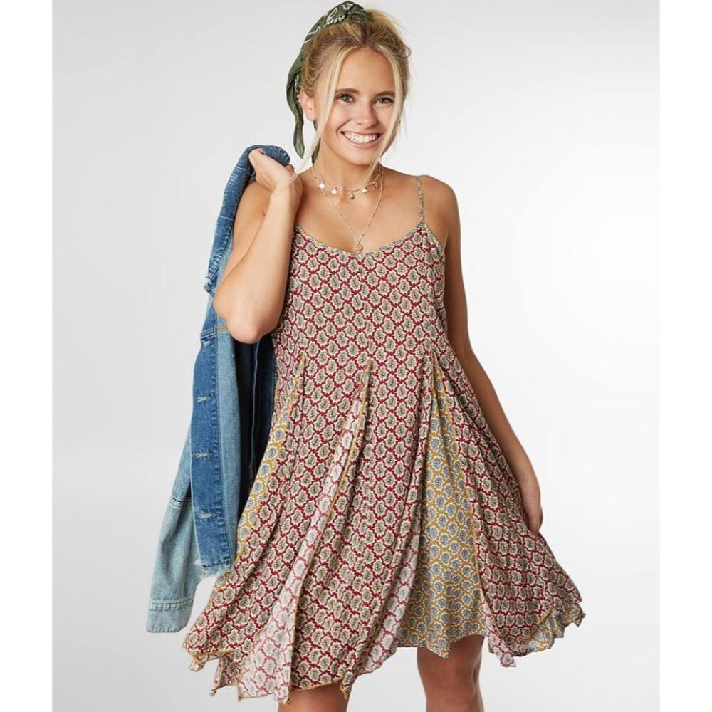 NWT Printed Flowy A-Line Twirl Swing Slip Dress| Coastal Cowgirl Boho Whimsigoth - Picture 1 of 8